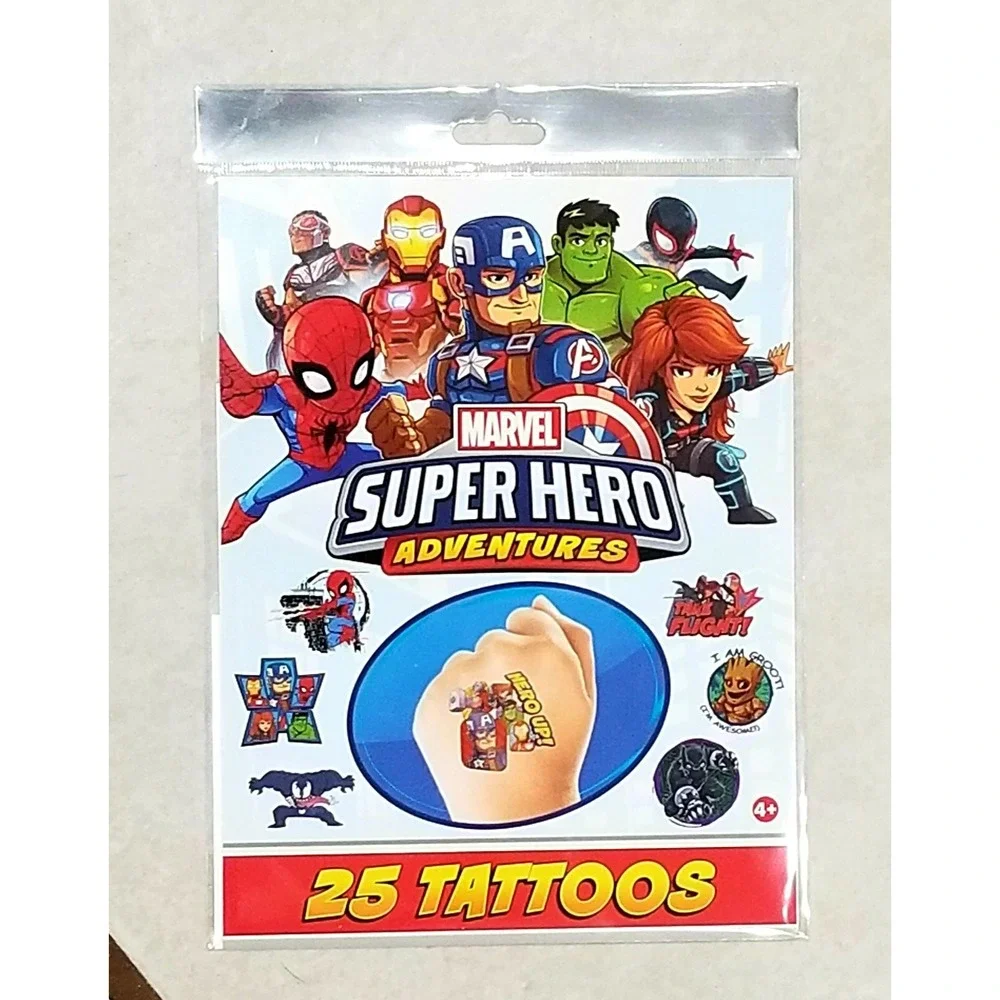 Fun Superhero Temporary Tattoos 25 Count Party Favor Gift Present Kids Spiderman